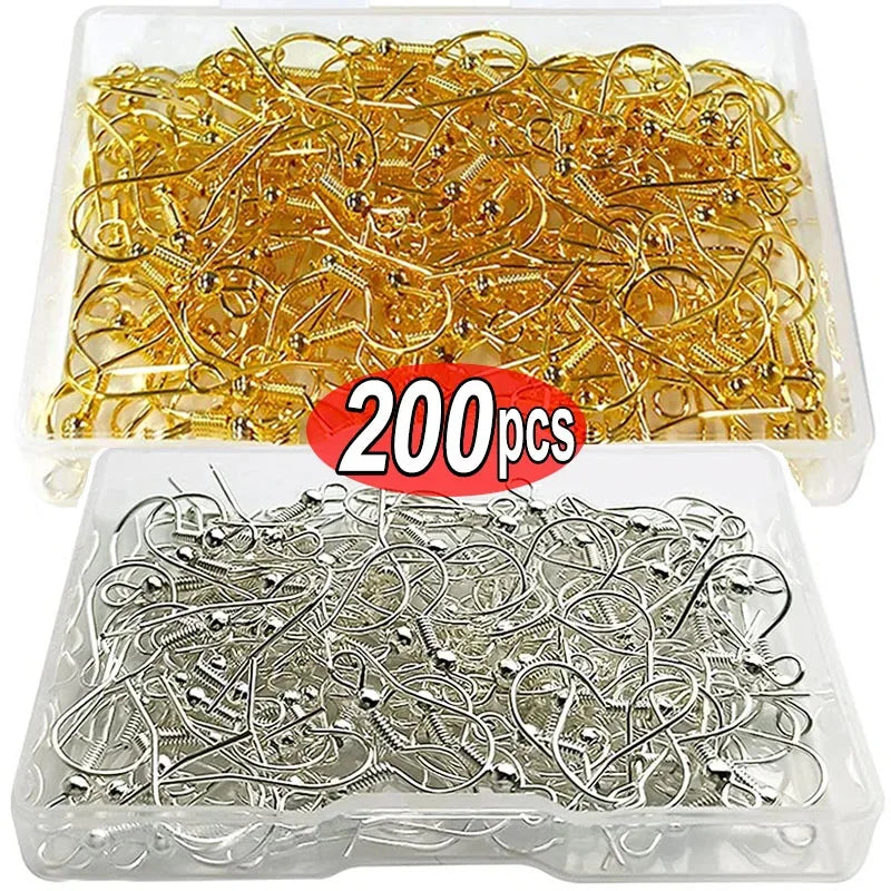 100/200pcs Stainless Steel Ear Hook Findings Clasps Hooks DIY Earring Supplies Accessories Earwire Jewelry for Making Parts