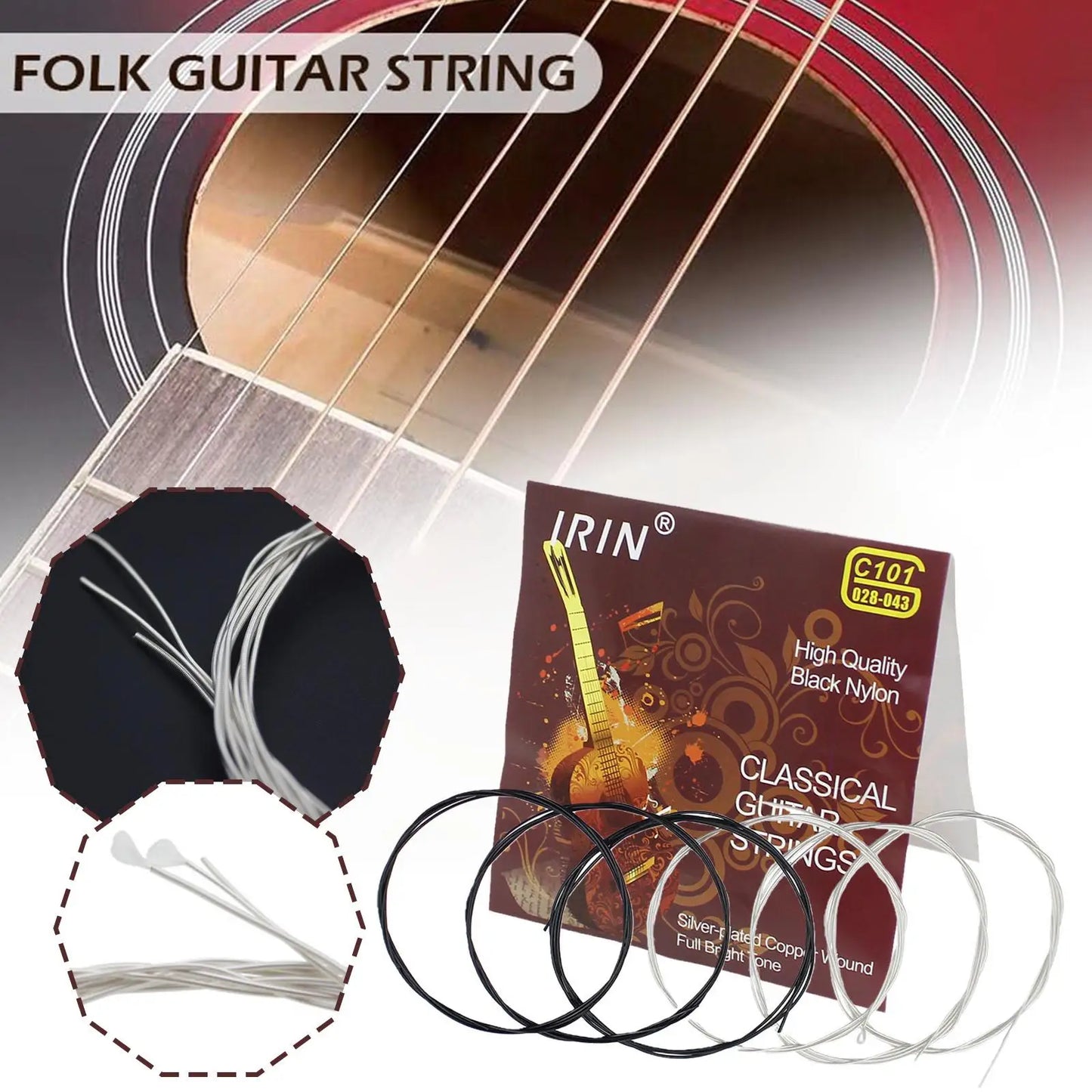 1 SET 6pcs Guitar Strings Nylon Silver Strings Set For Classical Classic Guitar Copper Guitar Strings Guitar Parts Accessories